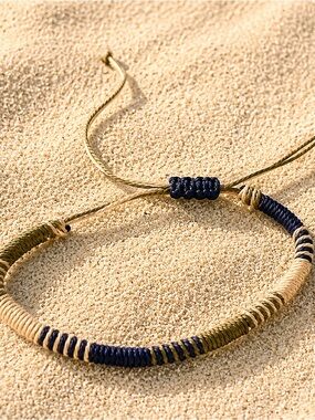 Handwoven Navy, Olive & Tan Men's Cord Bracelet